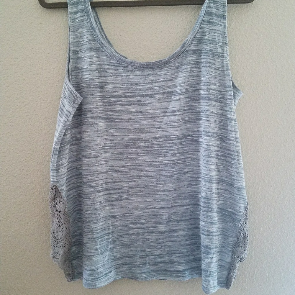 Gray cotton tank top with side embellishments